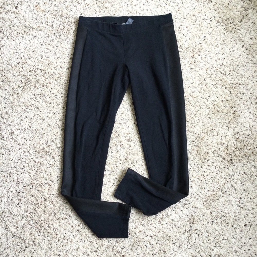 EXPRESS Leggings Black Faux Leather Side Trim Size S